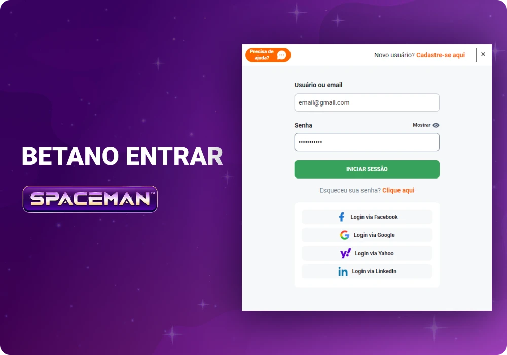 Faça login no Betano para jogar Spaceman