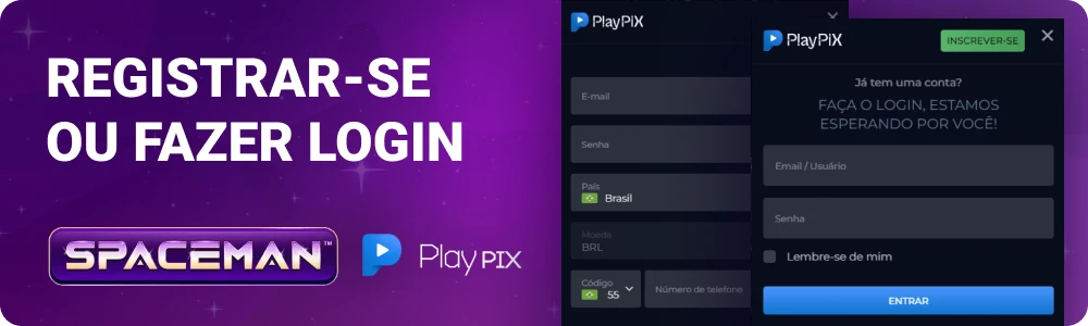 Faça login ou registre-se com PlayPIX