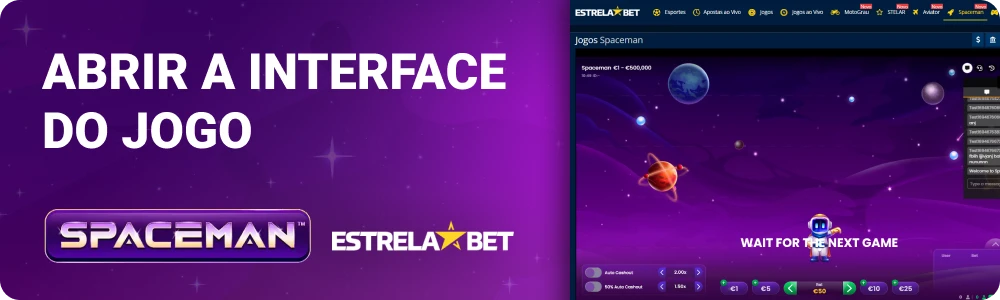 Abrir a interface do jogo Spaceman