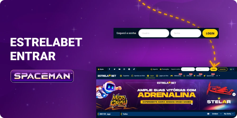 Faça login no Estrelabet para jogar Spaceman