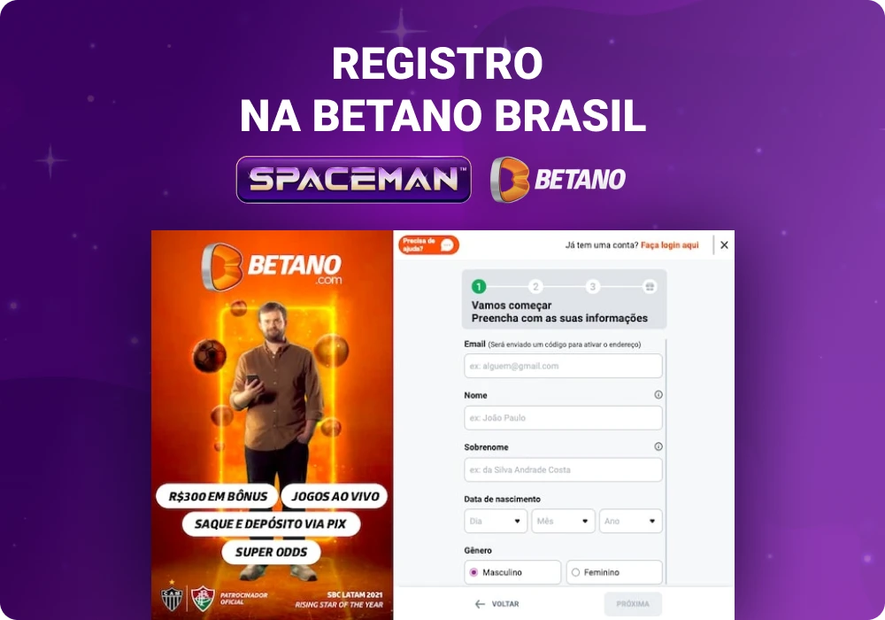 Registre-se no Betano para jogar Spaceman