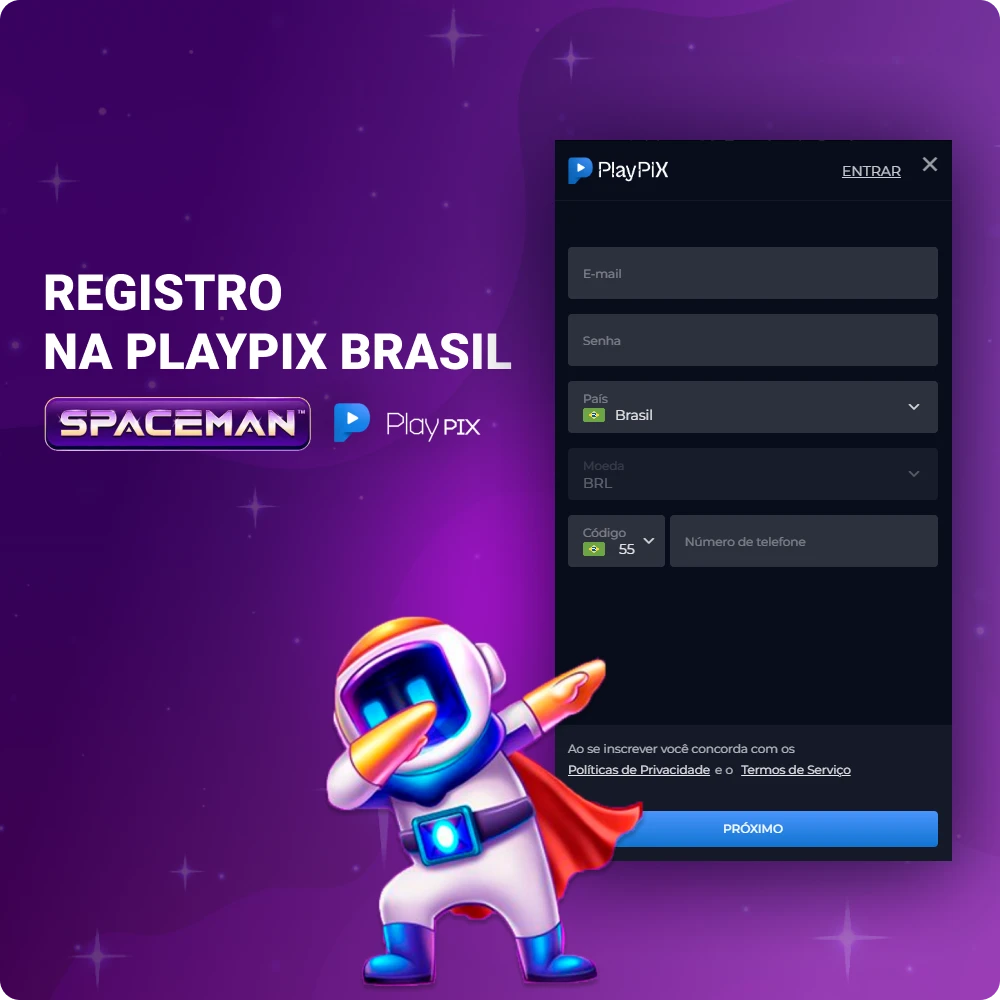 Registre-se no PlayPIX para jogar Spaceman