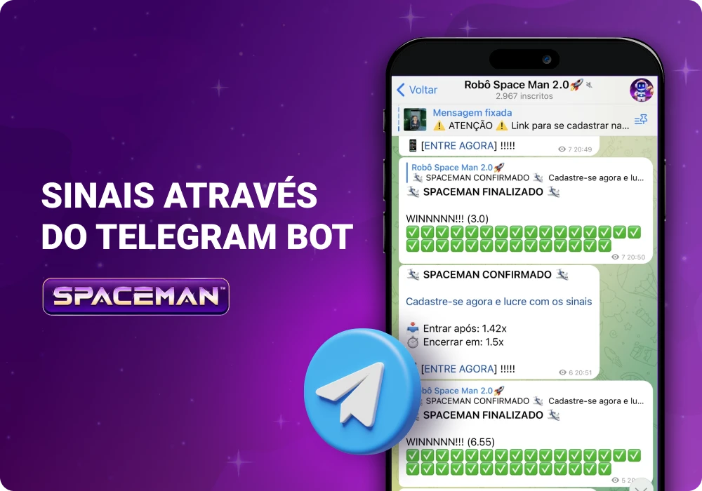 Sinais do bot do Telegram para o Spaceman