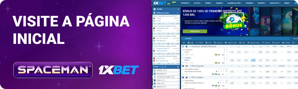 Abra o site da 1xBet