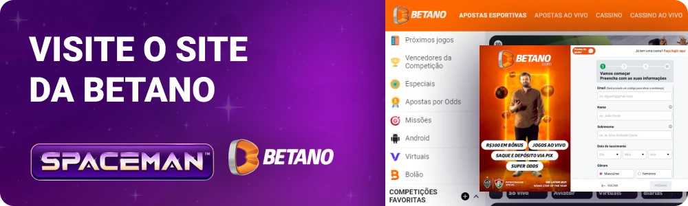 Abra o site da Betano
